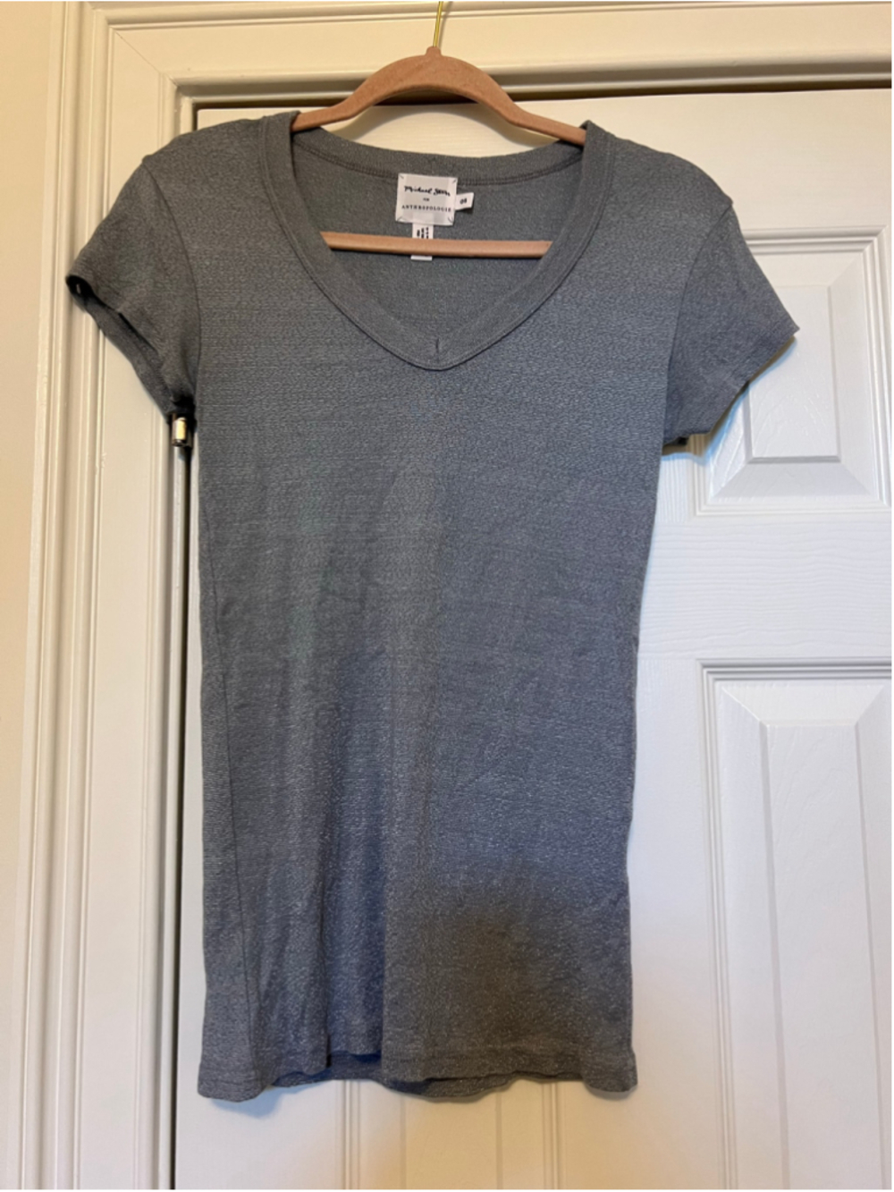 Women's Michael Stars for Anthropologie V-Neck Short Sleeve Tee, Size OS, Grey